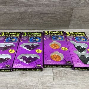 12 PCS Halloween Gel Floating Candles Pumpkin Bats Black Cat Orange Party Decor